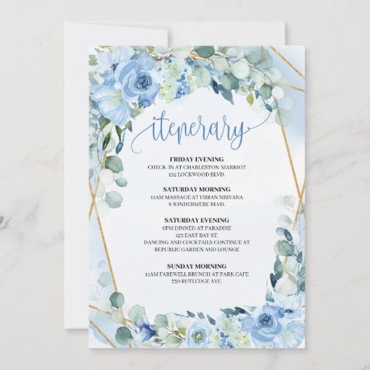 Boho Blush Bloemen Goud Lijst Bachelorette Weekend Kaart (Achterkant)