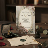 Boho Blush Bloemen Gouden bruiloft Uitnodiging