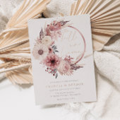 Boho Blush Bloemen Krans Herfst In Liefde Bruiloft Folie Uitnodiging