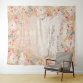 Boho Blush Bloemen Pampas Gras Rustieke Houten Bru Wandkleed (In Situ (horizontaal))