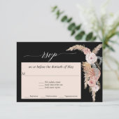 Boho Blush Bloemen Pampas Gras Tropische Palmen RS RSVP Kaartje (Staand voorkant)
