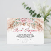 Boho Blush bloemen pampas greenery book request Informatiekaartje (Staand voorkant)