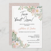 Boho Blush Bloemen Taco 'Over Liefde Koppels Bruid Kaart (Voorkant / Achterkant)