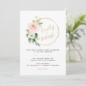 Boho Blush Bloemen Uitnodiging voor bruiloft (Staand voorkant)