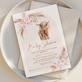 Boho Blush Bloemenboog Heilige Koe Baby shower Kaart