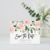 Boho Blush bloemenbruiloft Bewaar de datumkaart Aankondigingskaart (Staand voorkant)
