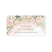 Boho Blush bloemengoud glitter eucalyptus bruiloft Etiket (Voorkant)