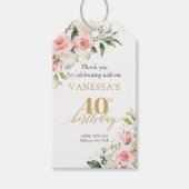 Boho Blush bloemengoud glitter groen 40ste verjaar Cadeaulabel (Voorkant)