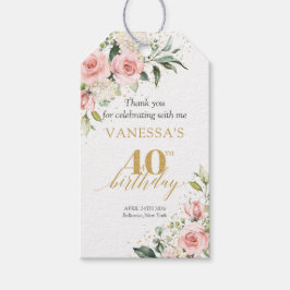 Boho Blush bloemengoud glitter groen 40ste verjaar Cadeaulabel