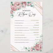 Boho blush bloemengoud groen Nursery Rhyme Quiz (Achterkant)