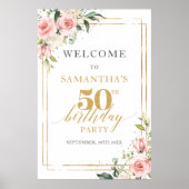 Boho Blush bloemensalie goud 50ste verjaardag welk Poster (Voorkant)