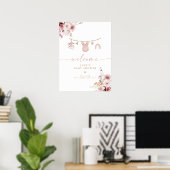 Boho Blush Bloemenslinger Baby Shower Welkom Poster (Thuiskantoor)
