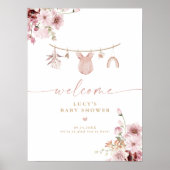 Boho Blush Bloemenslinger Baby Shower Welkom Poster (Voorkant)