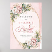 Boho Blush Bloemige Eucalyptus Bruiloft Feest Welk Poster (Voorkant)