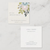 Boho Blush Blue Green Floral Appointinder Vierkante Visitekaartje (Voorkant / Achterkant)