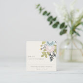 Boho Blush Blue Green Floral Appointinder Vierkante Visitekaartje (Staand voorkant)
