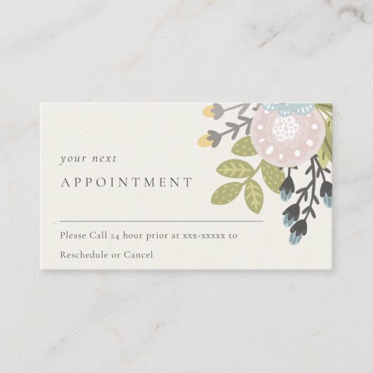 Boho Blush Blue Green Floral Appointinder Visitekaartje (Voorkant)