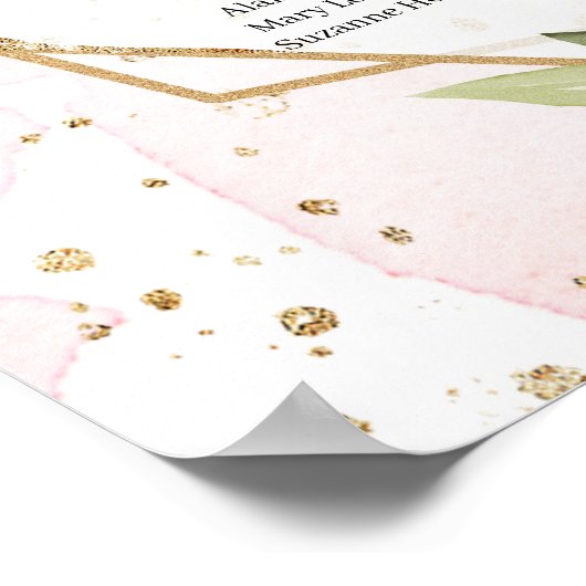 Boho blush bogundy alphabetical bruiloft zittend poster (Hoek)