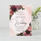 Boho blush bogundy mauve maroon florale hoek kaart (Staand voorkant)