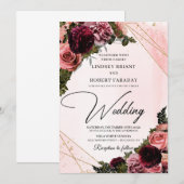 Boho blush bogundy mauve maroon florale hoek kaart (Voorkant / Achterkant)