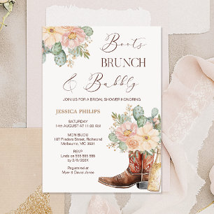 Boho Blush Boots Brunch Bubbly Vrijgezellenfeest Kaart