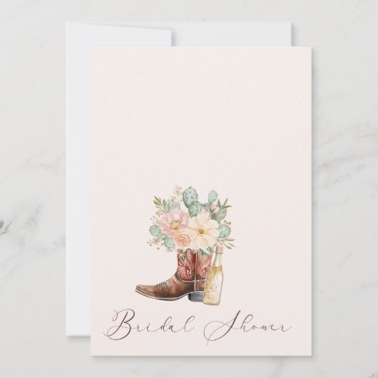 Boho Blush Boots Brunch Bubbly Vrijgezellenfeest Kaart (Achterkant)