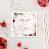 Boho blush bordeaux bloemengoud geomertic bruiloft servet (Insitu)