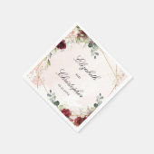 Boho blush bordeaux bloemengoud geomertic bruiloft servet (Hoek)