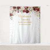 Boho blush bordeaux bloemengoud lijst baby shower wandkleed (Voorkant)
