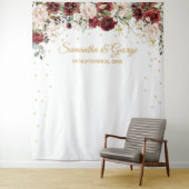 Boho Blush bordeaux bloemengroen goud bruiloft Wandkleed (In situ)