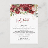 Boho blush bordeaux eucalyptus gouden details kaar informatiekaartje (Voorkant)