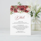 Boho blush bordeaux eucalyptus gouden details kaar informatiekaartje (Staand voorkant)