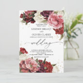 Boho Blush bordeaux mauve rozen pioenen bloemen Kaart (Staand voorkant)