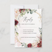 Boho blush bordeaux roze en goud geometrisch RSVP kaartje (Voorkant)