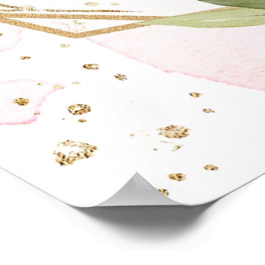 Boho blush bordeauxrode bloemendinerproef bruiloft poster (Hoek)