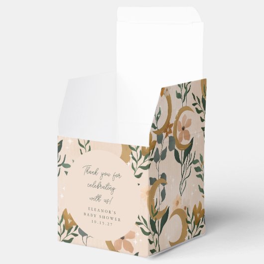 Boho Blush Botanical Moon Custom Baby shower Dank Bedankdoosjes (Geopend)
