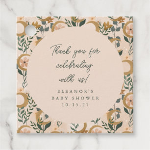 Boho Blush Botanical Moon Custom Baby shower Dank Bedankjes Labels