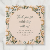 Boho Blush Botanical Moon Custom Baby shower Dank Bedankjes Labels (Voorkant)