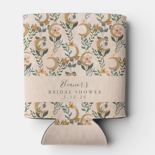 Boho Blush Botanical Moon Custom Vrijgezellenfeest Blikjeskoeler (Achterkant)