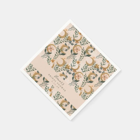 Boho Blush Botanical Moon Custom Vrijgezellenfeest Servet (Hoek)