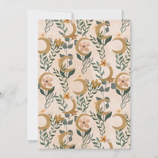 Boho Blush Botanical Moon Script Vrijgezellenfeest Kaart (Achterkant)
