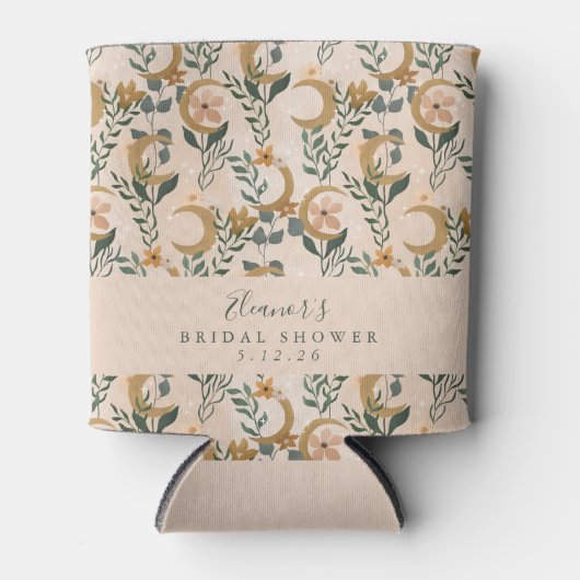 Boho Blush Botanische Maan Douchetijd Bruid Blikjeskoeler (Voorkant)