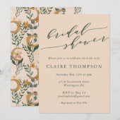 Boho Blush Botanische Maan Script Bruidsborrel Kaart (Voorkant / Achterkant)