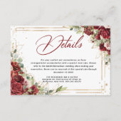 Boho Blush Bourgogne Bloemen Goud Geometrisch Brui Informatiekaartje (Voorkant)
