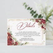 Boho Blush Bourgogne Bloemen Goud Geometrisch Brui Informatiekaartje (Staand voorkant)