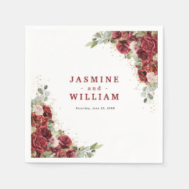 Boho Blush Bourgogne Bloemen Goud Geometrisch Brui Servet