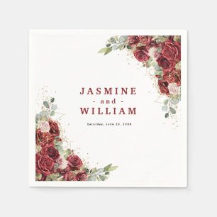 Boho Blush Bourgogne Bloemen Goud Geometrisch Brui Servet