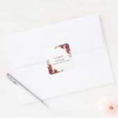 Boho Blush Bourgogne Bloemen Goud Geometrisch Brui Vierkante Sticker (Envelop)