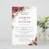 Boho Blush Bourgondië Floral Gold huwelijksprogram (Staand voorkant)