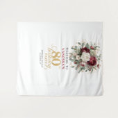 Boho Blush Burgundy 80e Verjaardag Achtergrond Wandkleed (Voorkant (horizontaal))